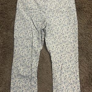 White and blue floral officewear slacks